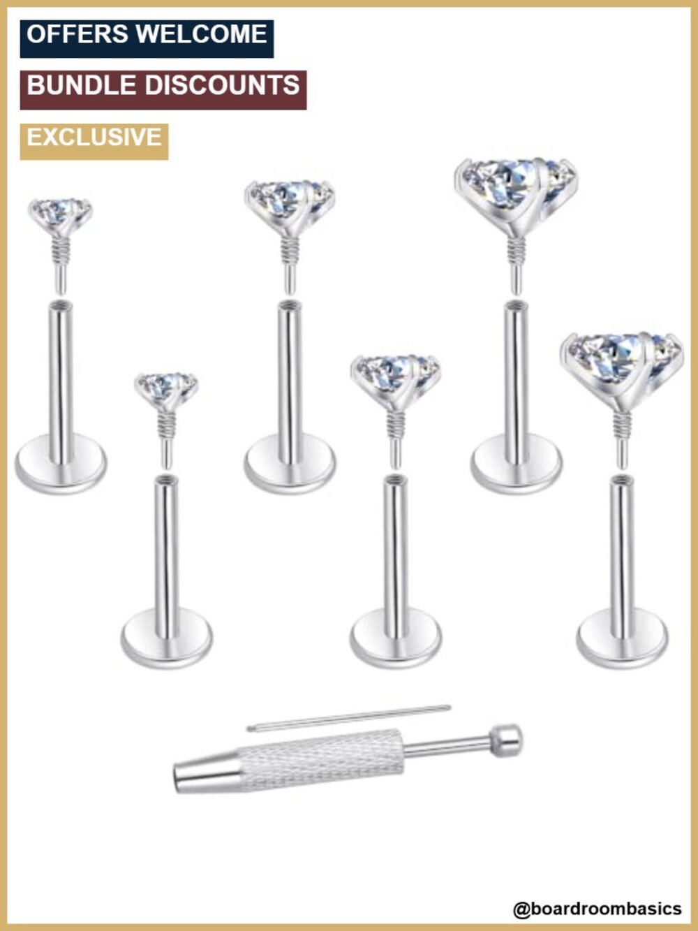 Moissanite Flat Back Earrings Implant Grade Titanium Hypoallergenic Stud Set